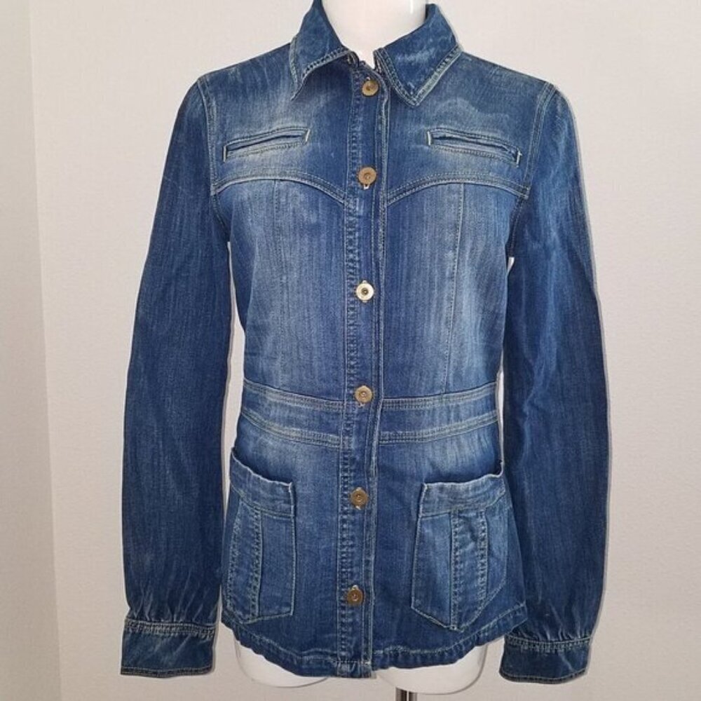 Divided H&M Denim Jacket Button Front Intentional Fading Approx Small